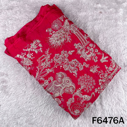 Cut Dana Zari Sequins Embroidered Organza Fabric - F6476
