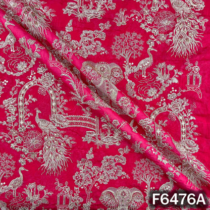 Cut Dana Zari Sequins Embroidered Organza Fabric - F6476