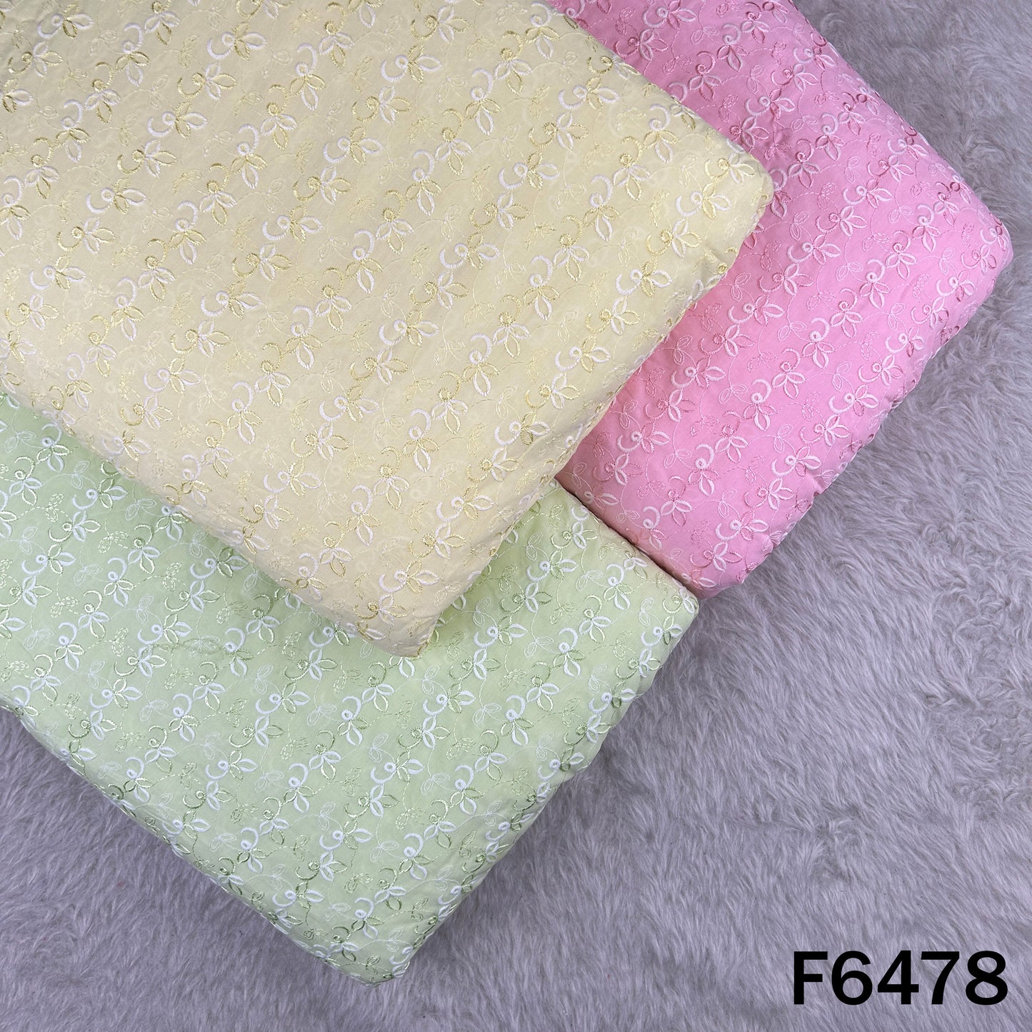 Thread Embroidered Cotton Fabric - F6478