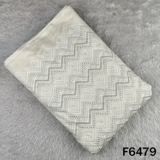 Zari Thread Embroidered Mul Chanderi Fabric -  F6479
