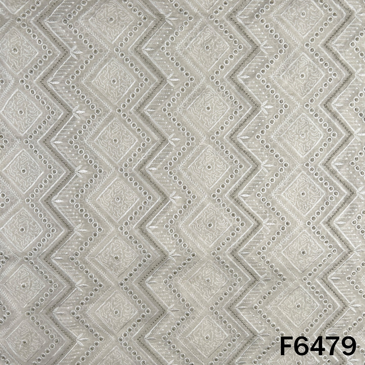 Zari Thread Embroidered Mul Chanderi Fabric -  F6479