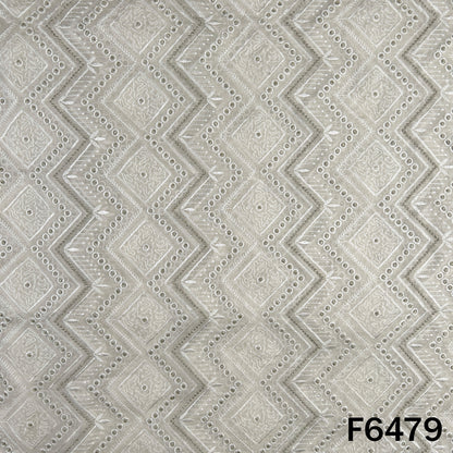 Zari Thread Embroidered Mul Chanderi Fabric -  F6479