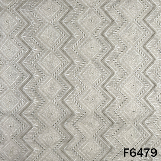 Zari Thread Embroidered Mul Chanderi Fabric -  F6479