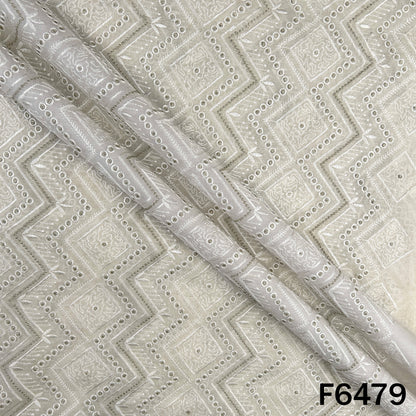 Zari Thread Embroidered Mul Chanderi Fabric -  F6479