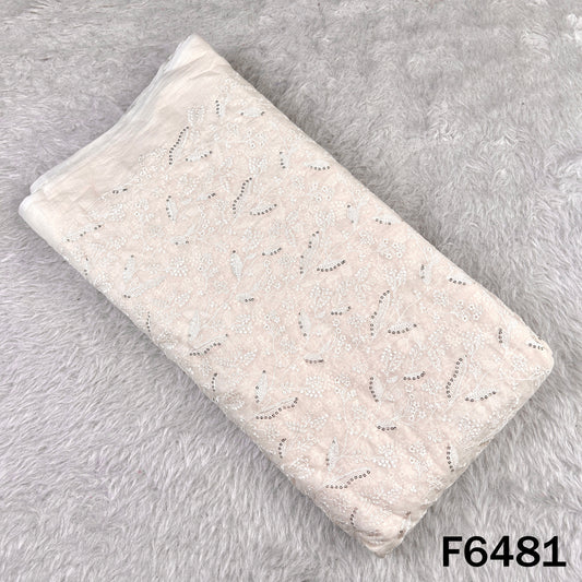 Thread Sequins Embroidered Mul Chanderi Fabric - F6481