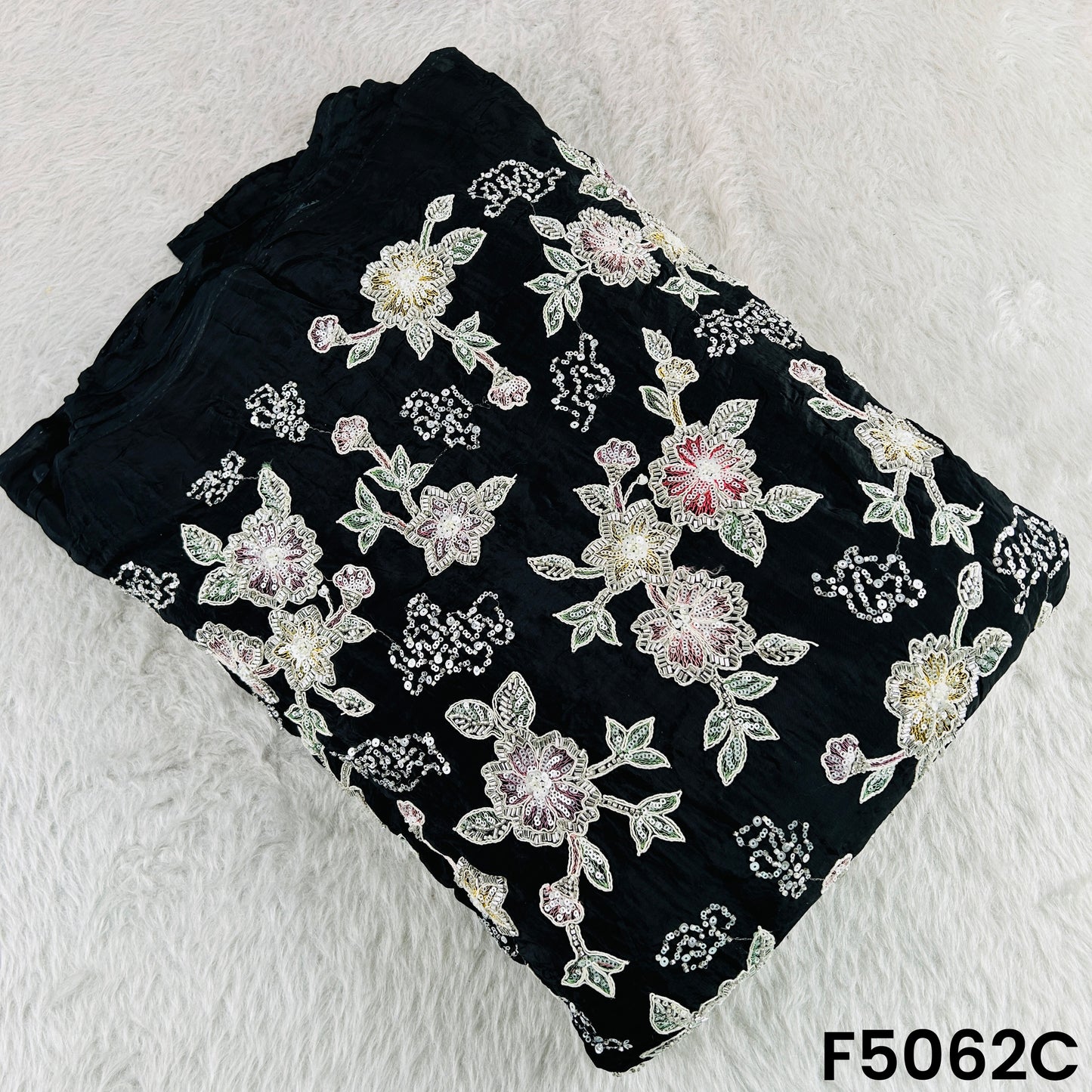 Cut Dana Thread Sequins Crepe Fabric-F5062