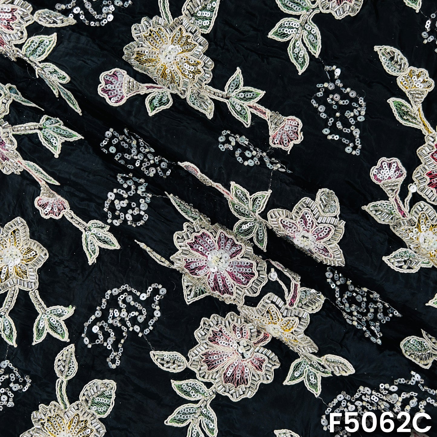 Cut Dana Thread Sequins Crepe Fabric-F5062
