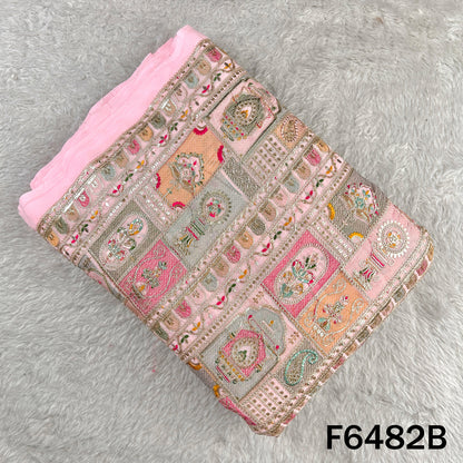 Thread Sequins Zari Embroidered Georgette Fabric - F6482