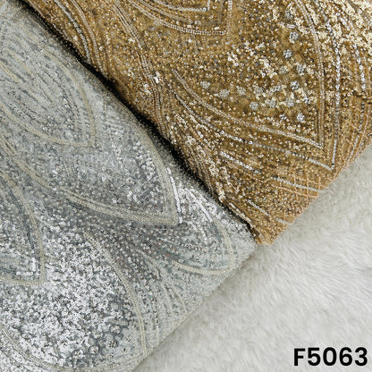 Cut Dana Sequins Embroidered Net Fabric-F5063