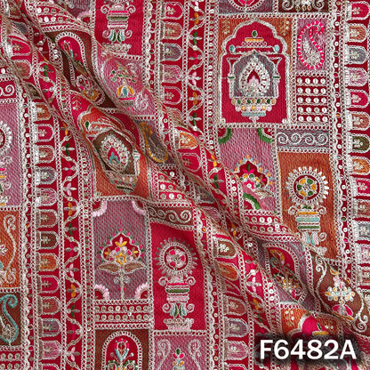 Thread Sequins Zari Embroidered Georgette Fabric - F6482