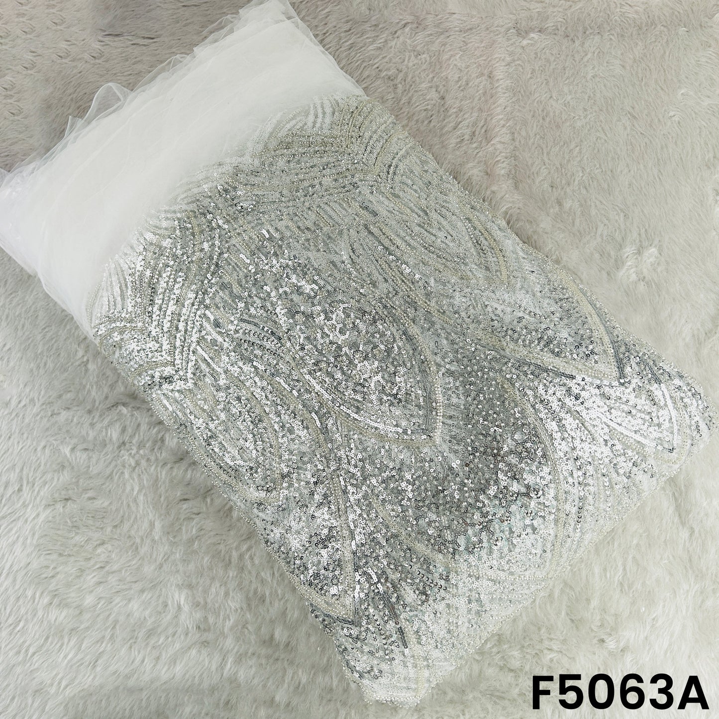 Cut Dana Sequins Embroidered Net Fabric-F5063