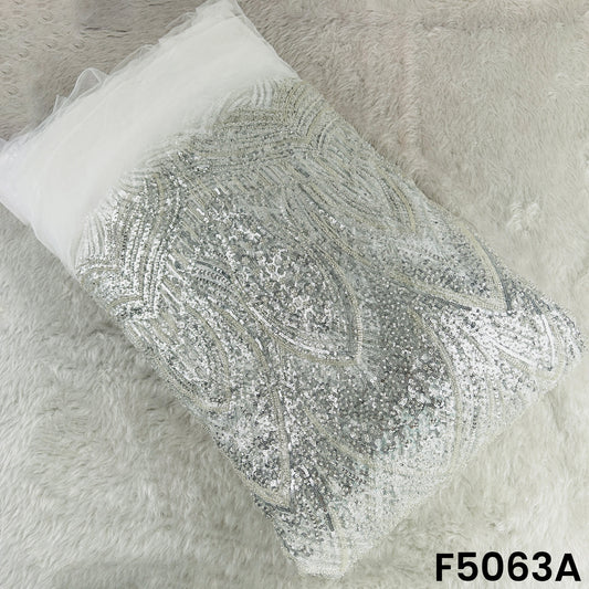 Cut Dana Sequins Embroidered Net Fabric-F5063