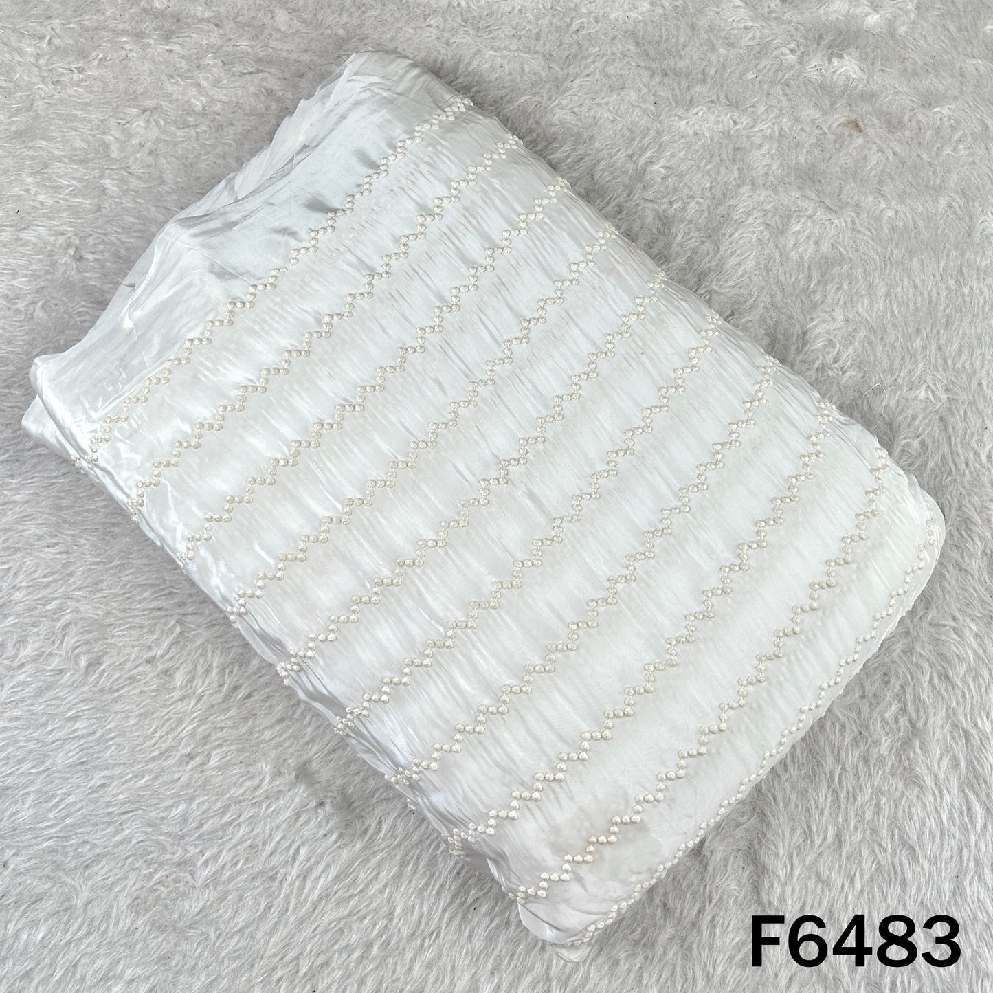 Dyeable Thread Embroidered Crepe Fabric - F6483