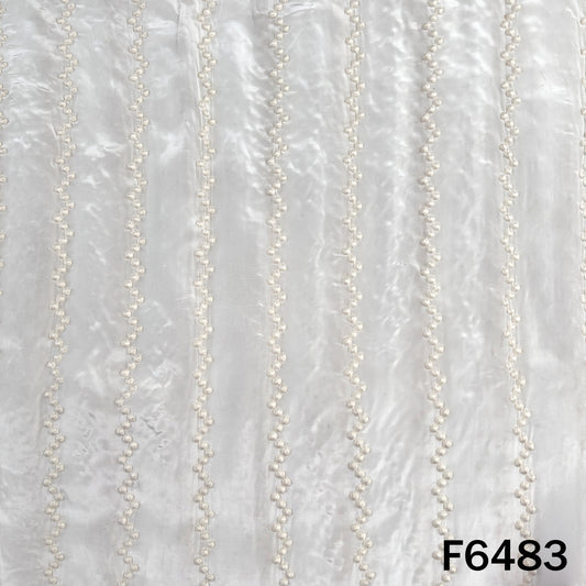 Dyeable Thread Embroidered Crepe Fabric - F6483