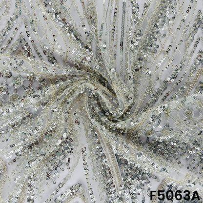 Cut Dana Sequins Embroidered Net Fabric-F5063