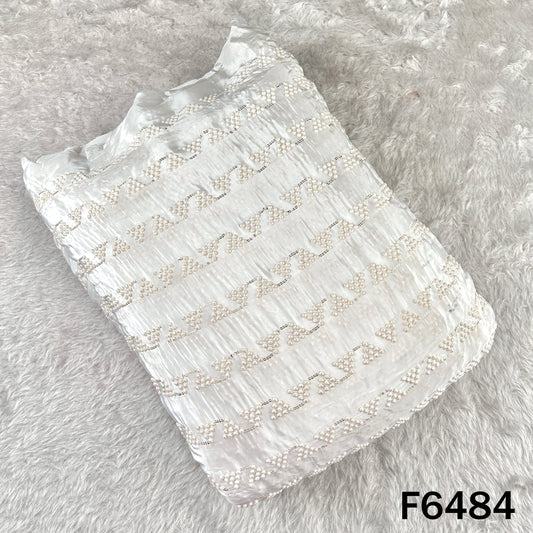 Dyeable Thread Sequins Embroidered Crepe Fabric - F6484