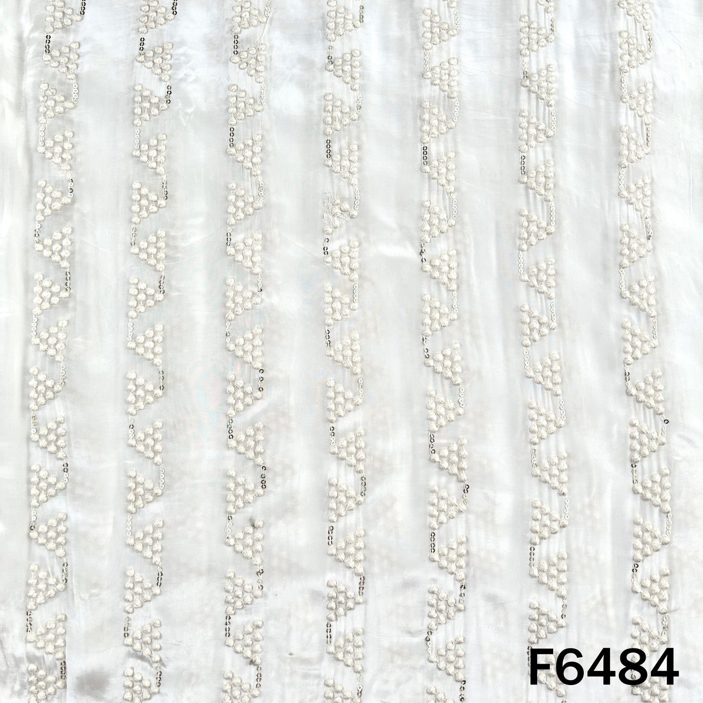 Dyeable Thread Sequins Embroidered Crepe Fabric - F6484