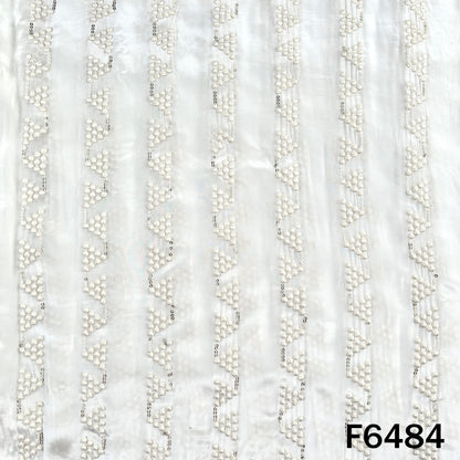 Dyeable Thread Sequins Embroidered Crepe Fabric - F6484