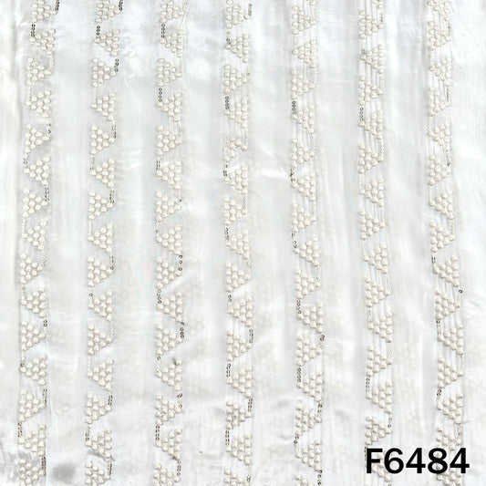 Dyeable Thread Sequins Embroidered Crepe Fabric - F6484