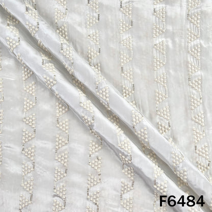 Dyeable Thread Sequins Embroidered Crepe Fabric - F6484