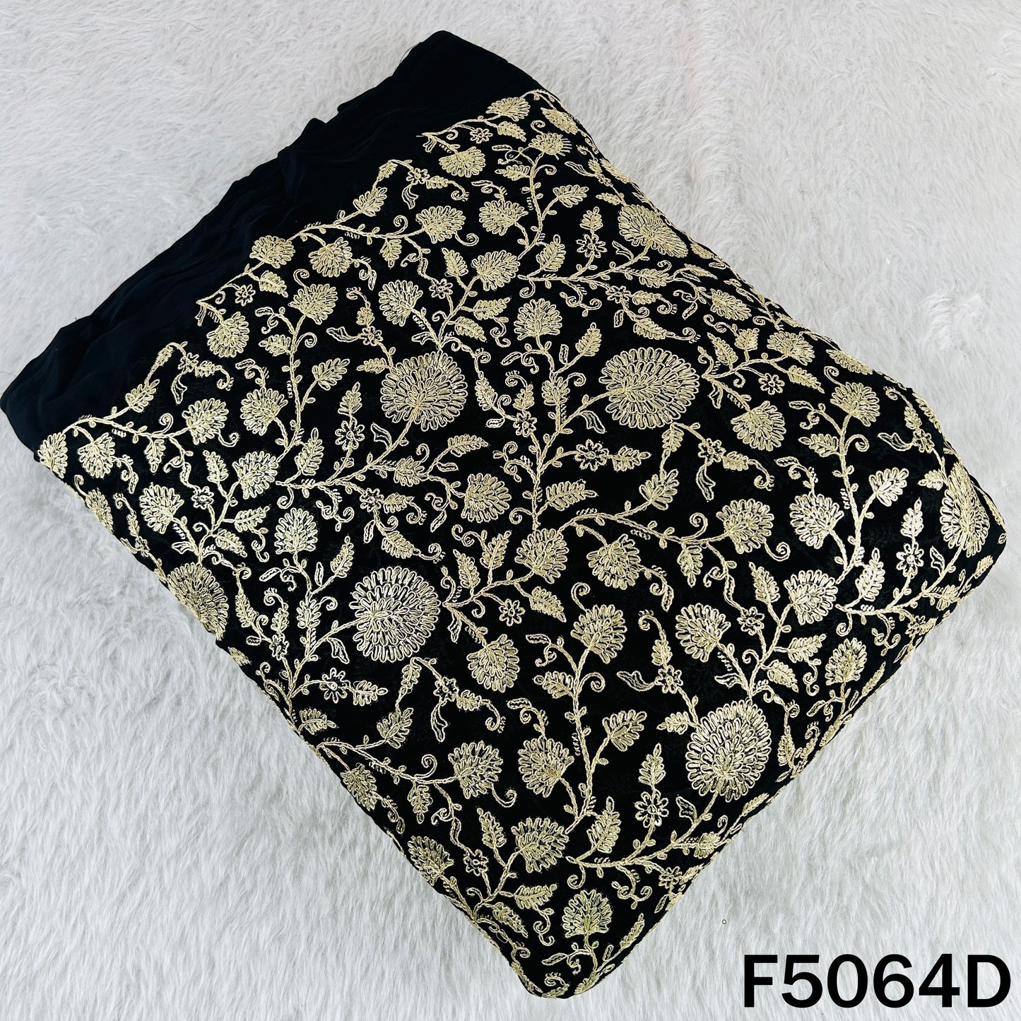 Zari Sequins Embroidered Georgette Fabric-F5064