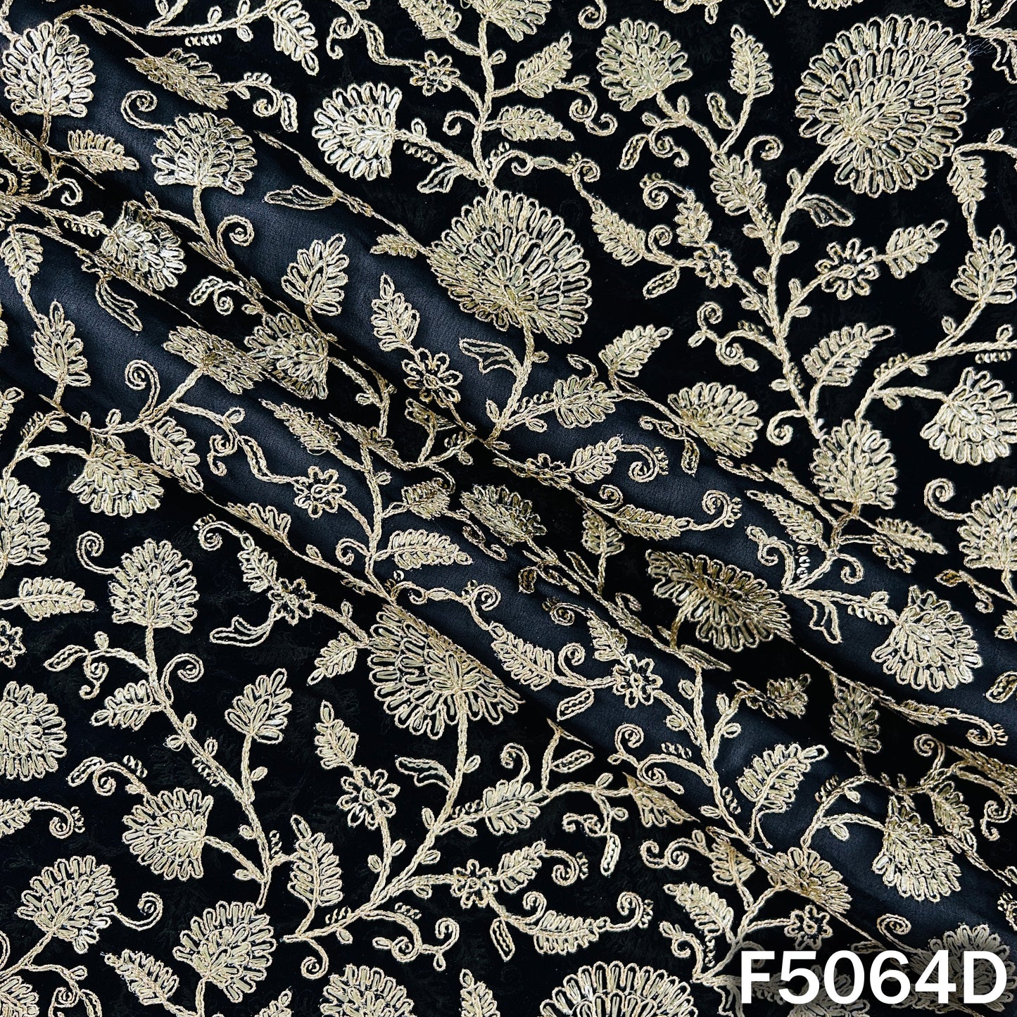 Zari Sequins Embroidered Georgette Fabric-F5064