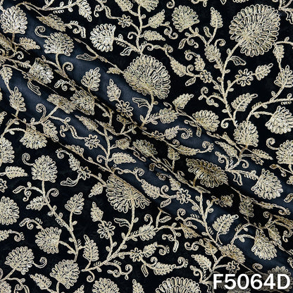 Zari Sequins Embroidered Georgette Fabric-F5064