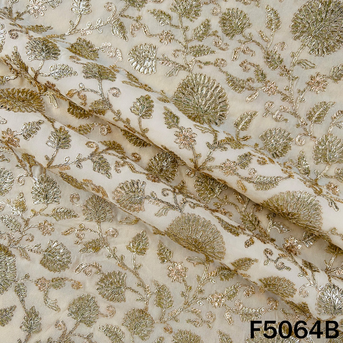 Zari Sequins Embroidered Georgette Fabric-F5064