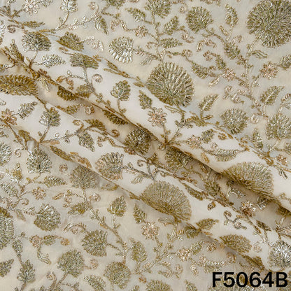 Zari Sequins Embroidered Georgette Fabric-F5064