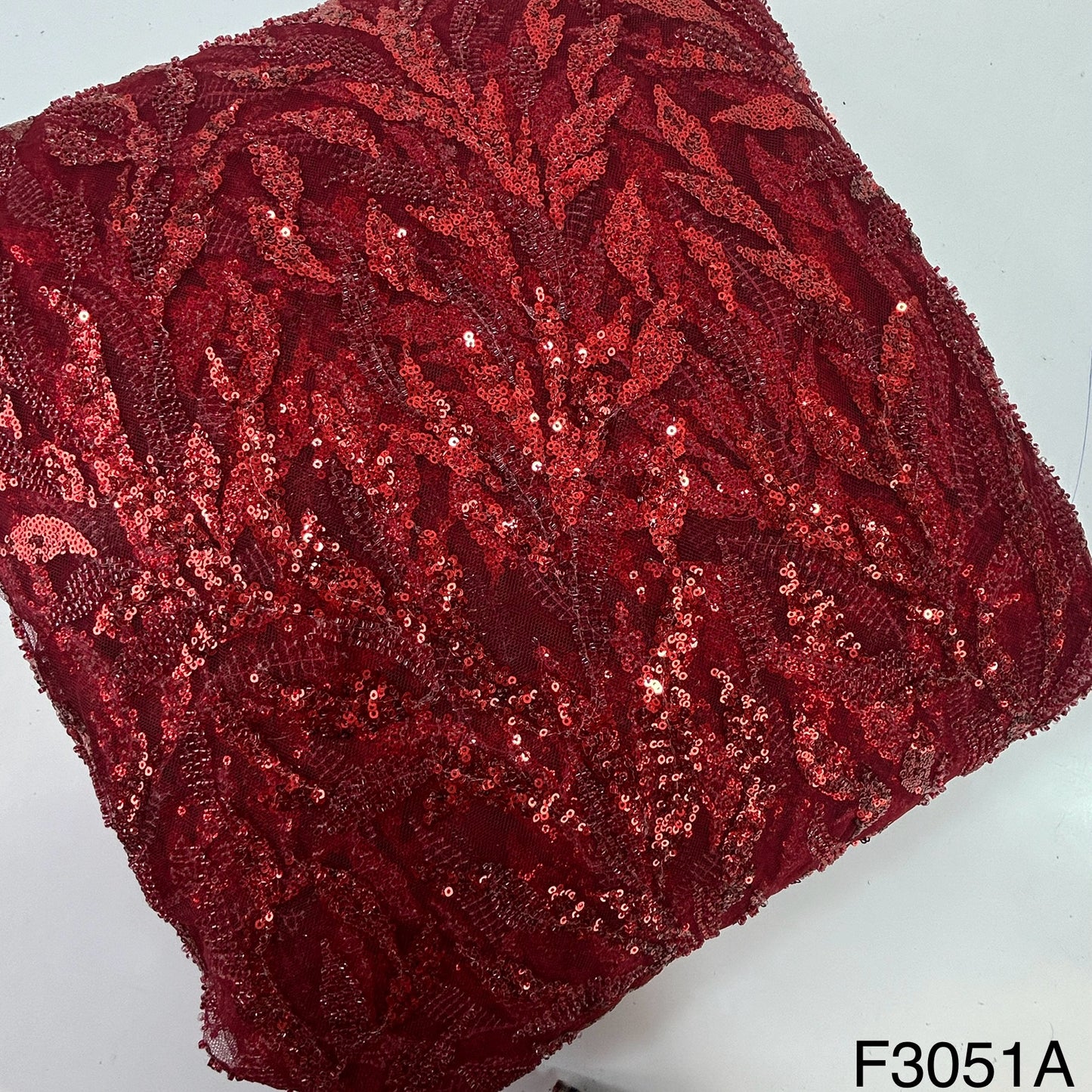 Cut Dana Work Thread Sequins Embroidered Net Fabric - F3051