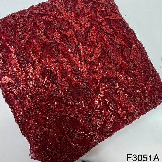 Cut Dana Work Thread Sequins Embroidered Net Fabric - F3051
