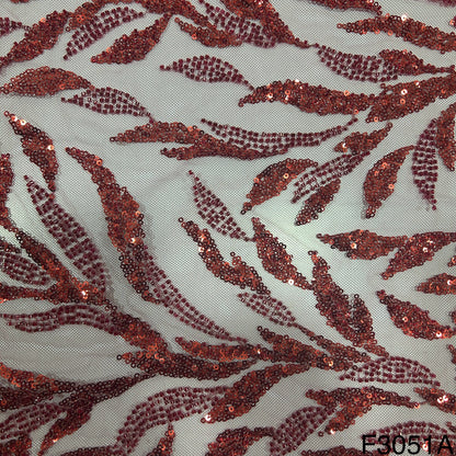 Cut Dana Work Thread Sequins Embroidered Net Fabric - F3051