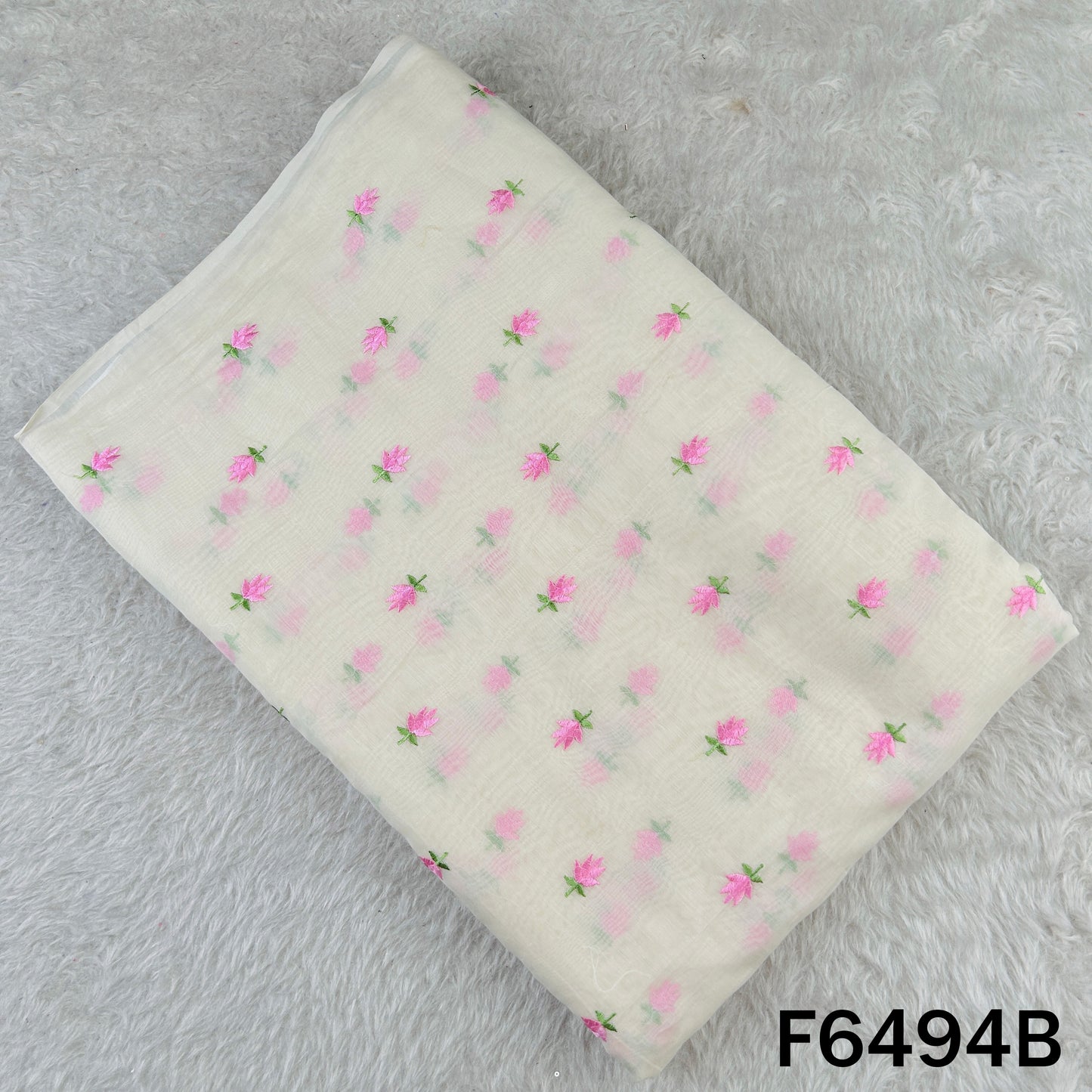 Thread Embroidered Mul Chanderi Fabric - F6494