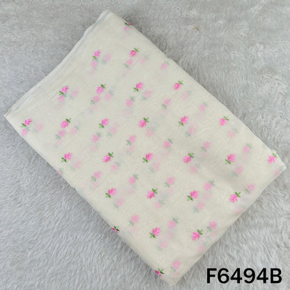 Thread Embroidered Mul Chanderi Fabric - F6494