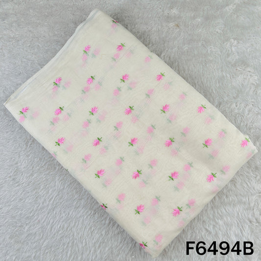 Thread Embroidered Mul Chanderi Fabric - F6494