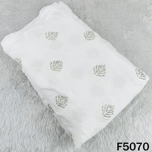 Dyeable Cut Dana Thread Work Chinnon Chiffon Fabric-F5070