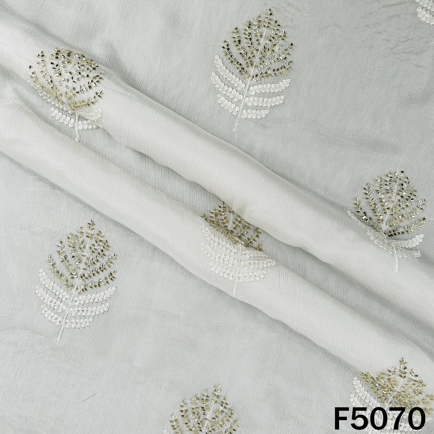 Dyeable Cut Dana Thread Work Chinnon Chiffon Fabric-F5070