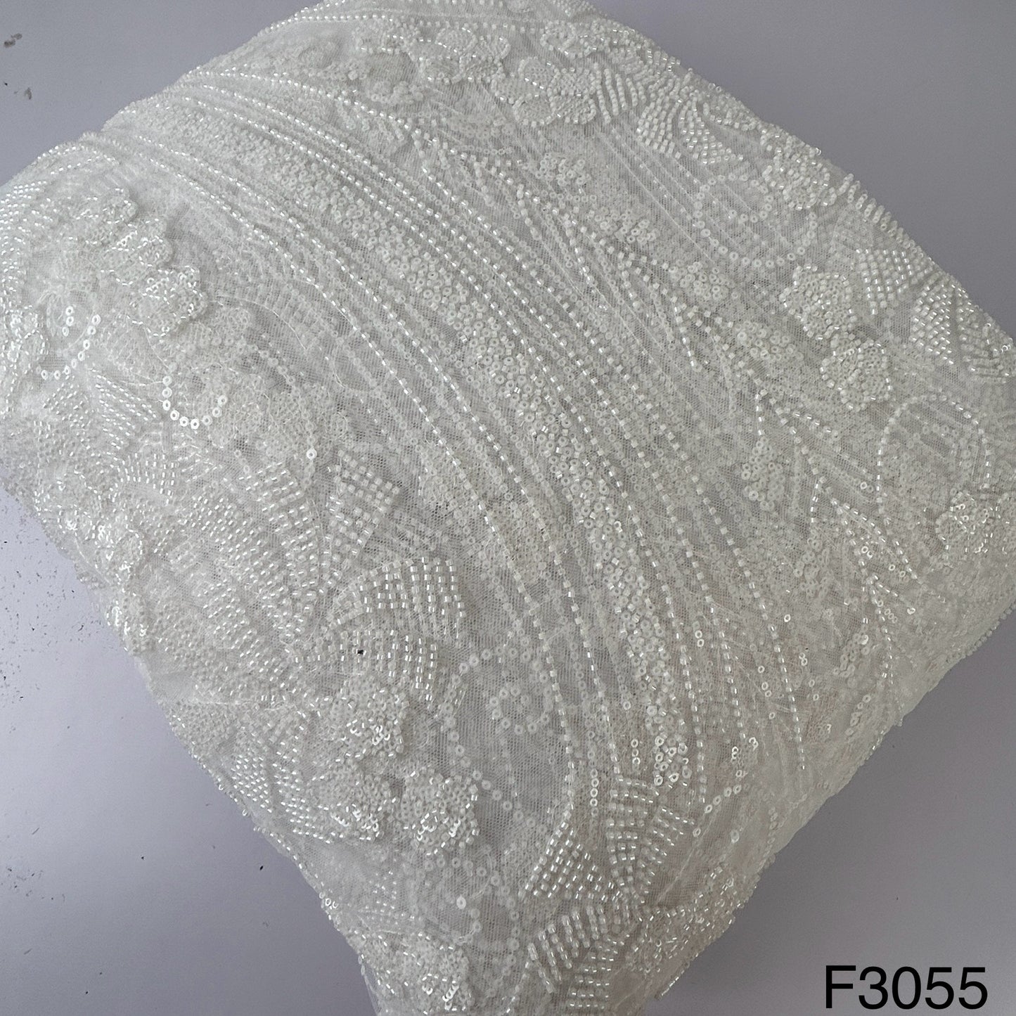 Cut Dana Work Sequins Embroidered Net Fabric-F3055