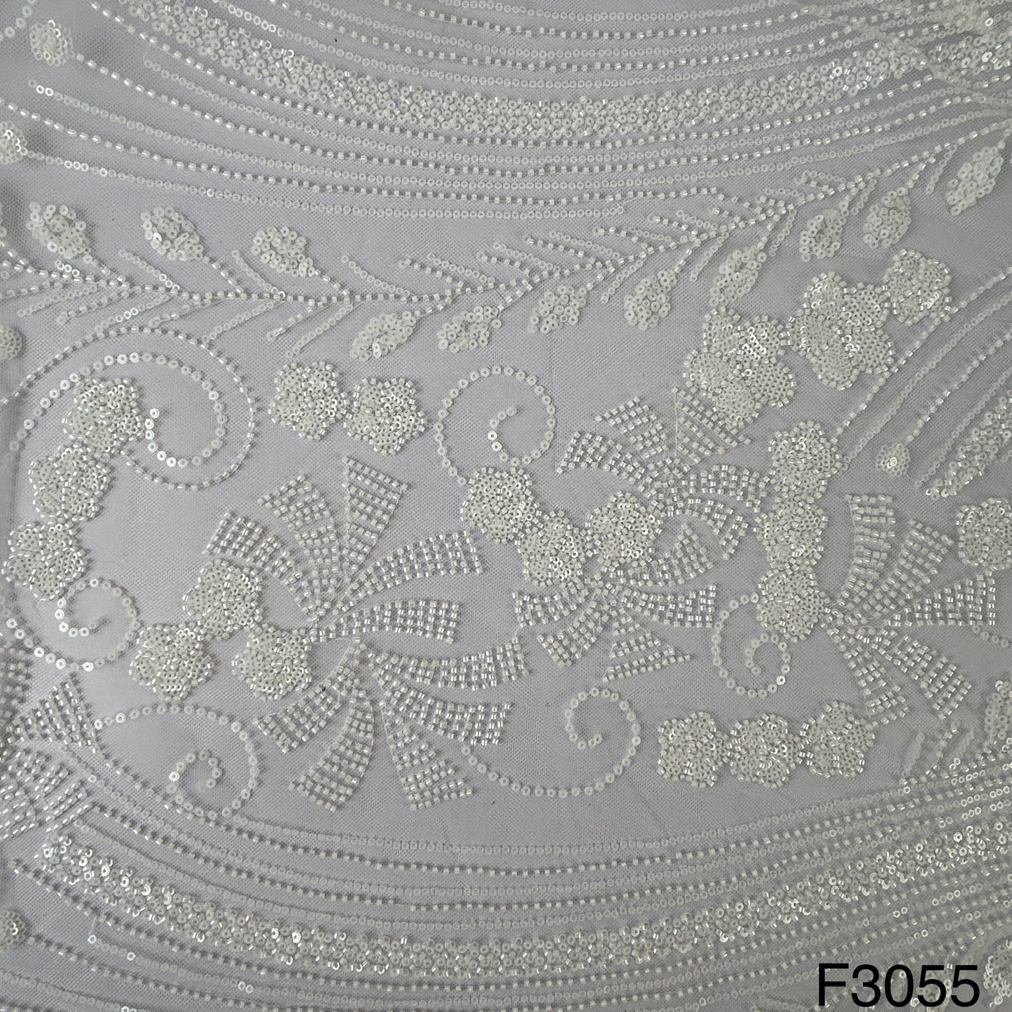 Cut Dana Work Sequins Embroidered Net Fabric-F3055