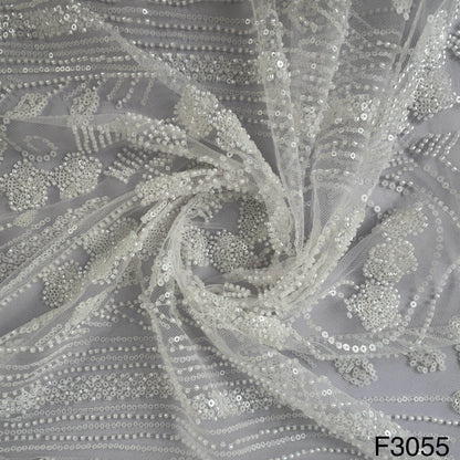 Cut Dana Work Sequins Embroidered Net Fabric-F3055