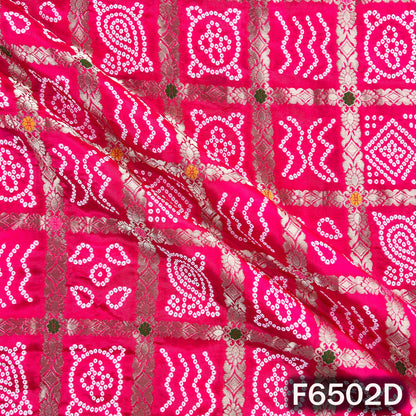 Zari Work Bandhani Print Dola Silk Fabric - F6502