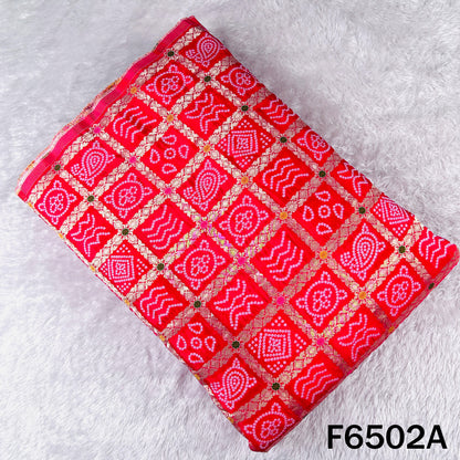Zari Work Bandhani Print Dola Silk Fabric - F6502