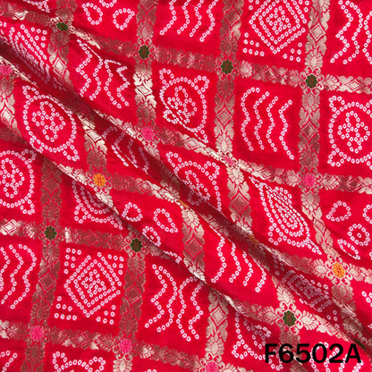 Zari Work Bandhani Print Dola Silk Fabric - F6502