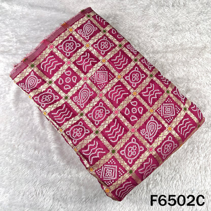 Zari Work Bandhani Print Dola Silk Fabric - F6502