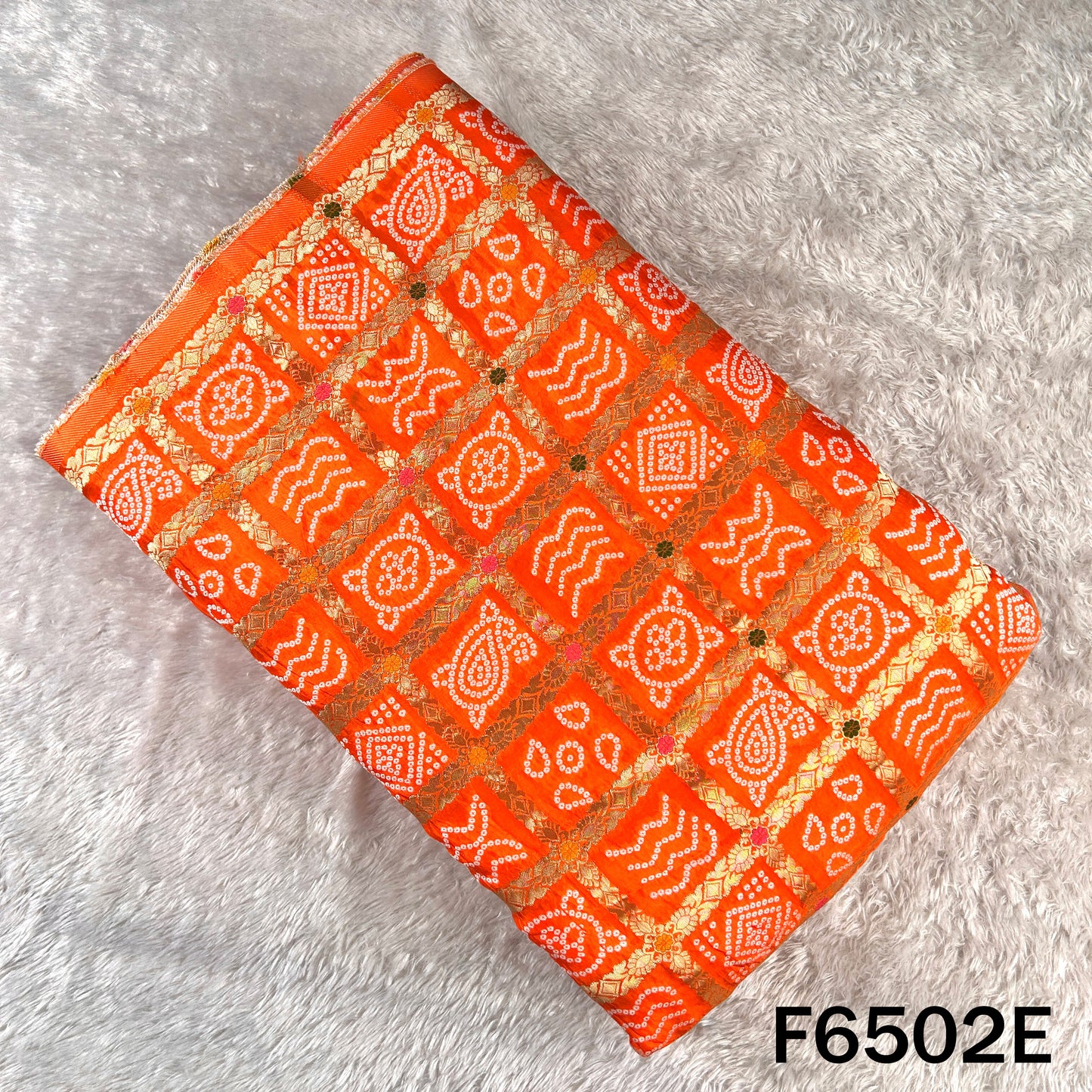 Zari Work Bandhani Print Dola Silk Fabric - F6502
