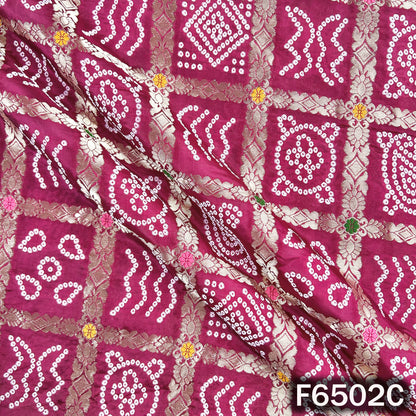 Zari Work Bandhani Print Dola Silk Fabric - F6502