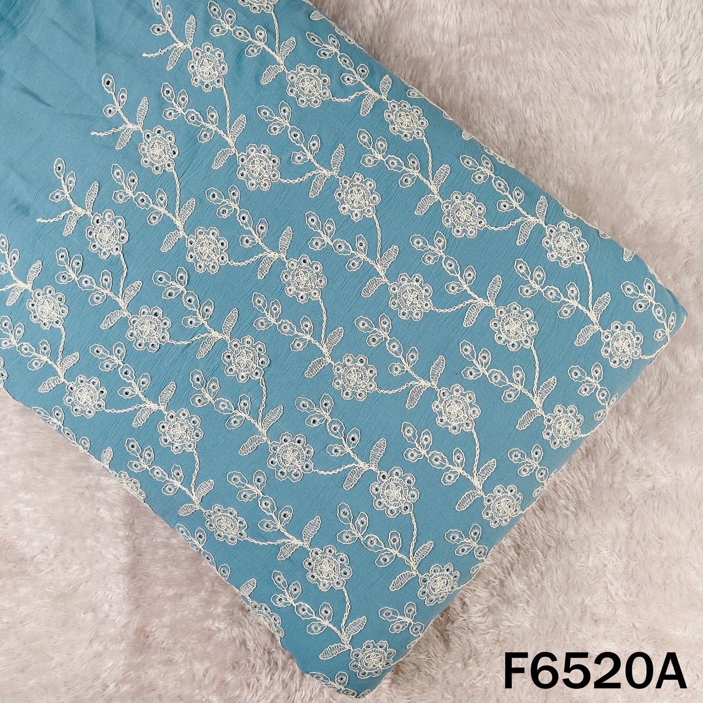 Hakoba Thread Embroidered Lycra Crepe Fabric - F6520