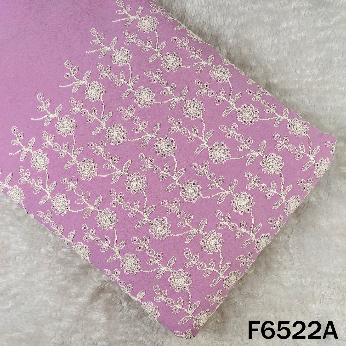 Hakoba Thread Embroidered Lycra Crepe Fabric - F6522