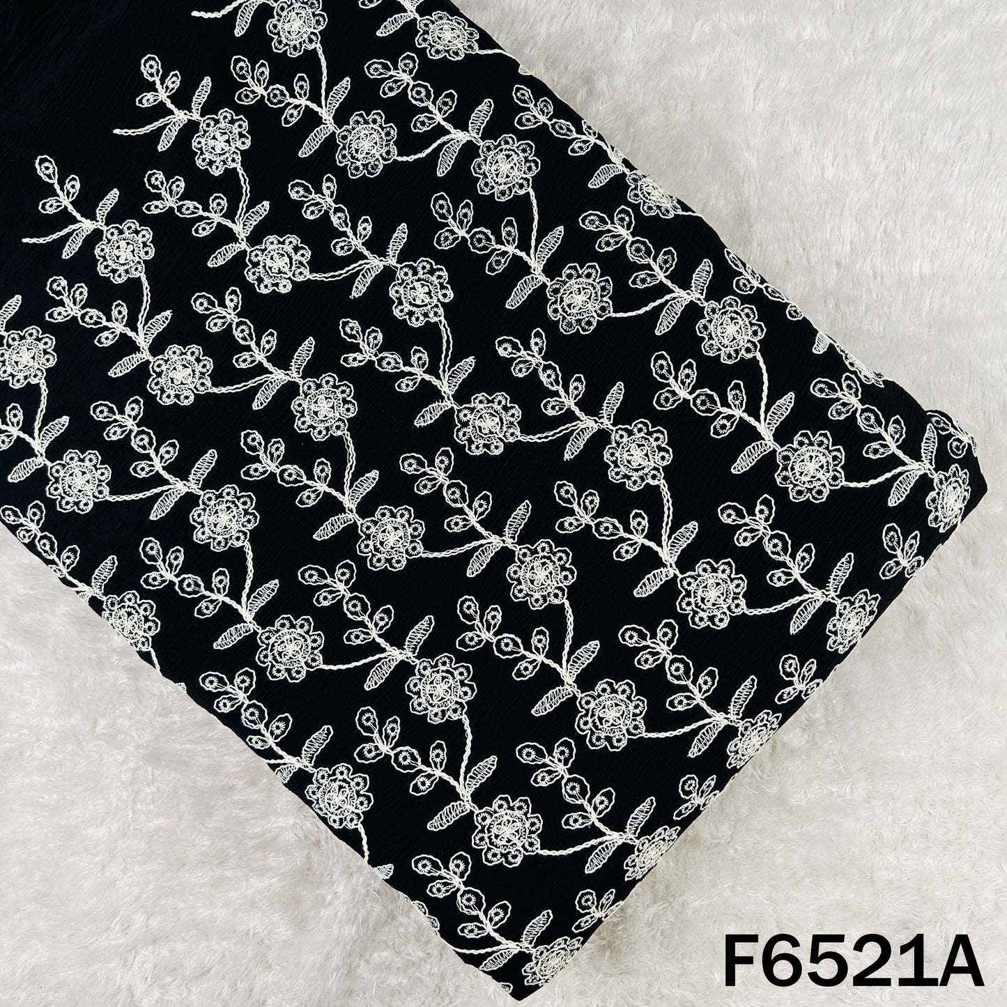 Hakoba Thread Embroidered Lycra Crepe Fabric - F6521