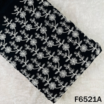 Hakoba Thread Embroidered Lycra Crepe Fabric - F6521